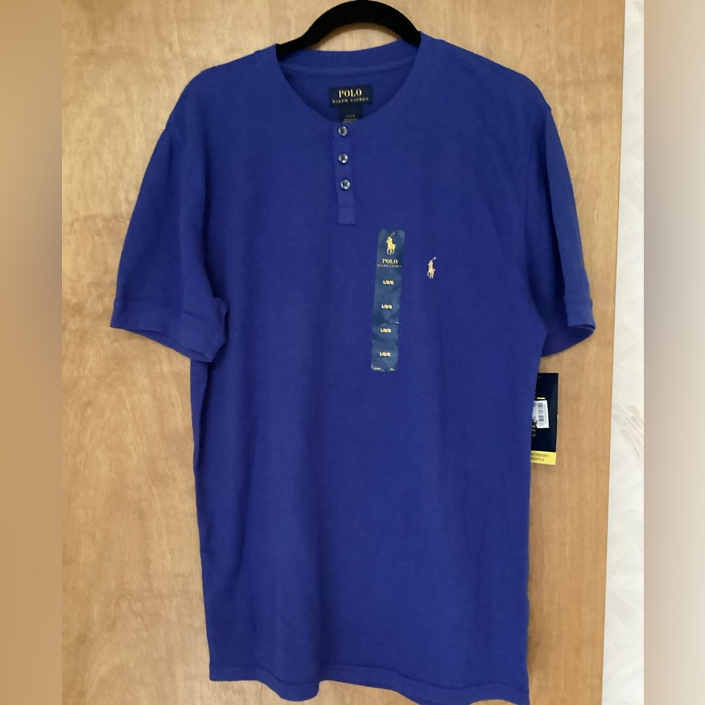 Polo by Ralph Lauren Men's Royal Blue Henley Short Sleeve Shirt ,L